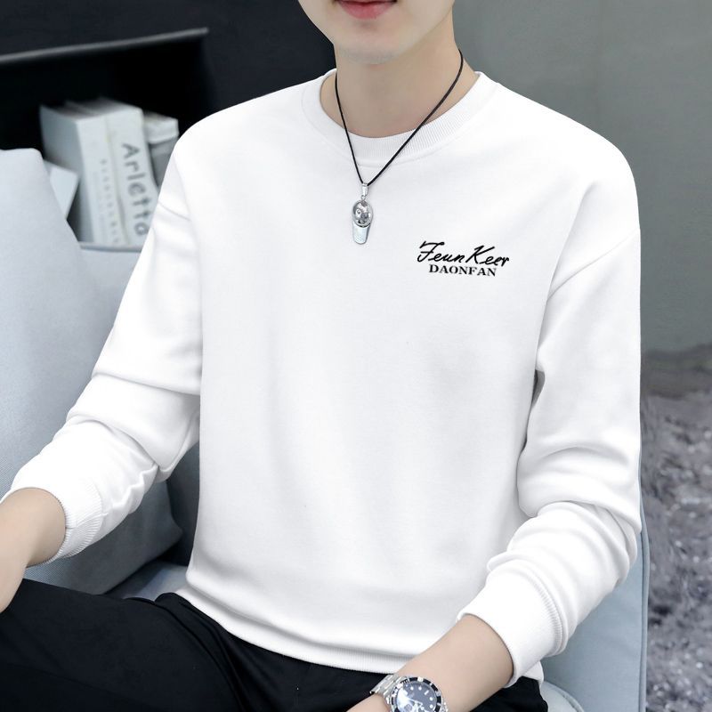 Sweater Men's 2023 Autumn New Round Neck Hoodless Long Sleeve T-Shirt Loose Printed Casual Trendy Pullover Top