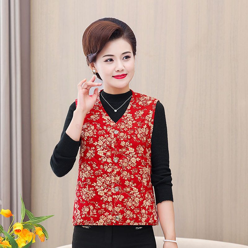 Middle-aged and elderly women's camel hair thickened warm vest winter new close-fitting liner vest mother's camel hair cotton vest