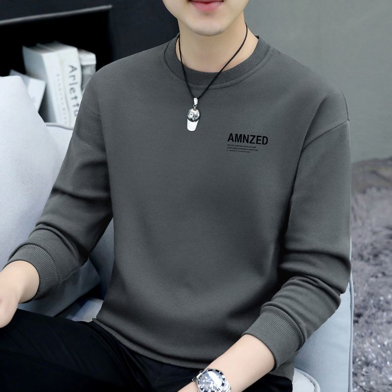 High-end men's sweatshirts 2023 spring, autumn and winter new round neck versatile hoodless pullover men's long-sleeved T-shirt jacket