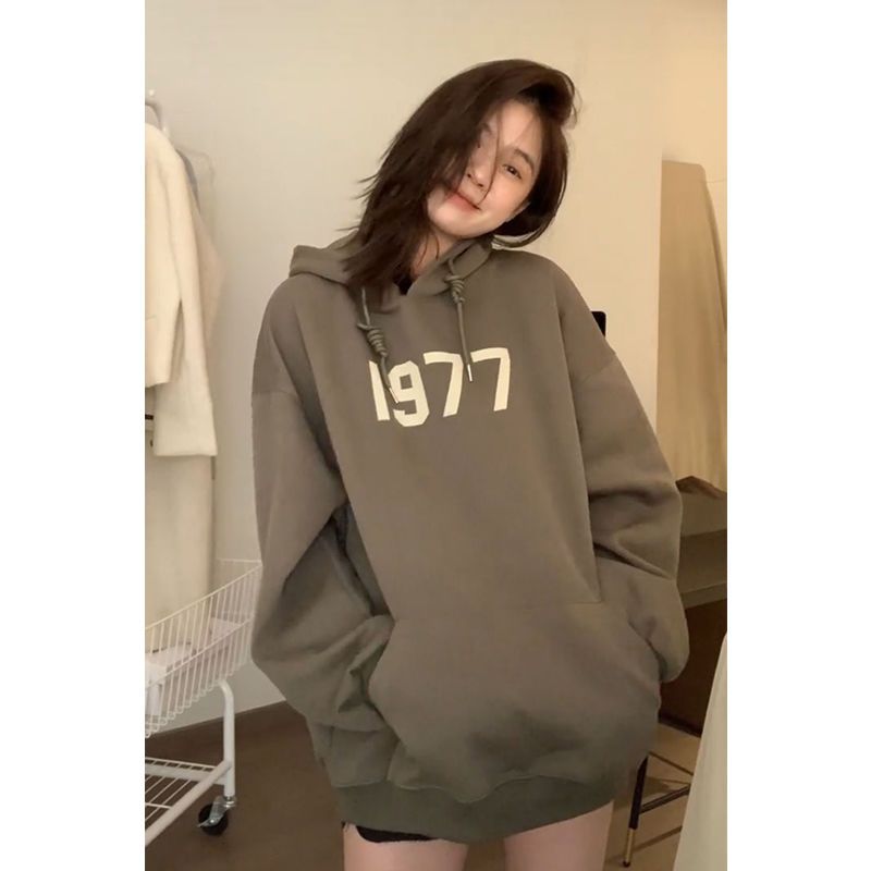 吉兔狗 纯棉连帽卫衣1977印花卫衣冬季卫衣oversize宽松加绒加厚卫衣