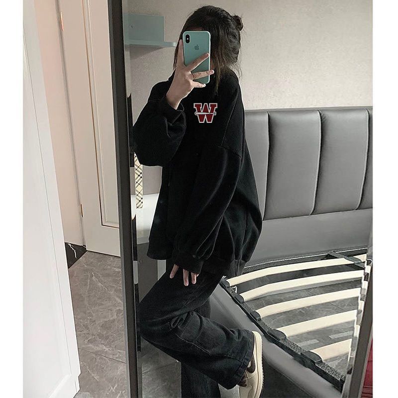 Children's clothing hooded sweater women's 2022 autumn new Korean style student loose lazy style all-match long-sleeved top coat