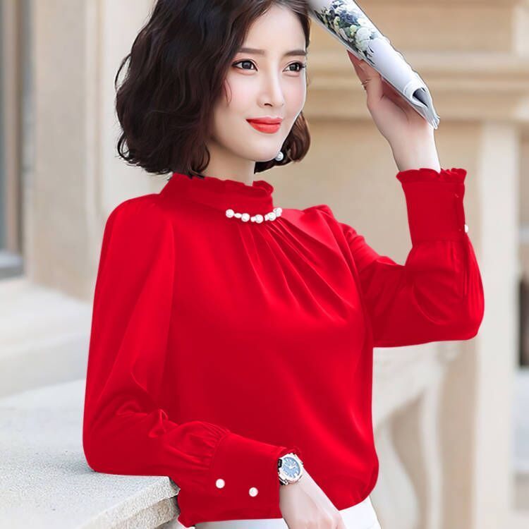 長袖打底衫女2023新款百搭t恤高領內搭秋季上衣白色襯衫洋氣小衫