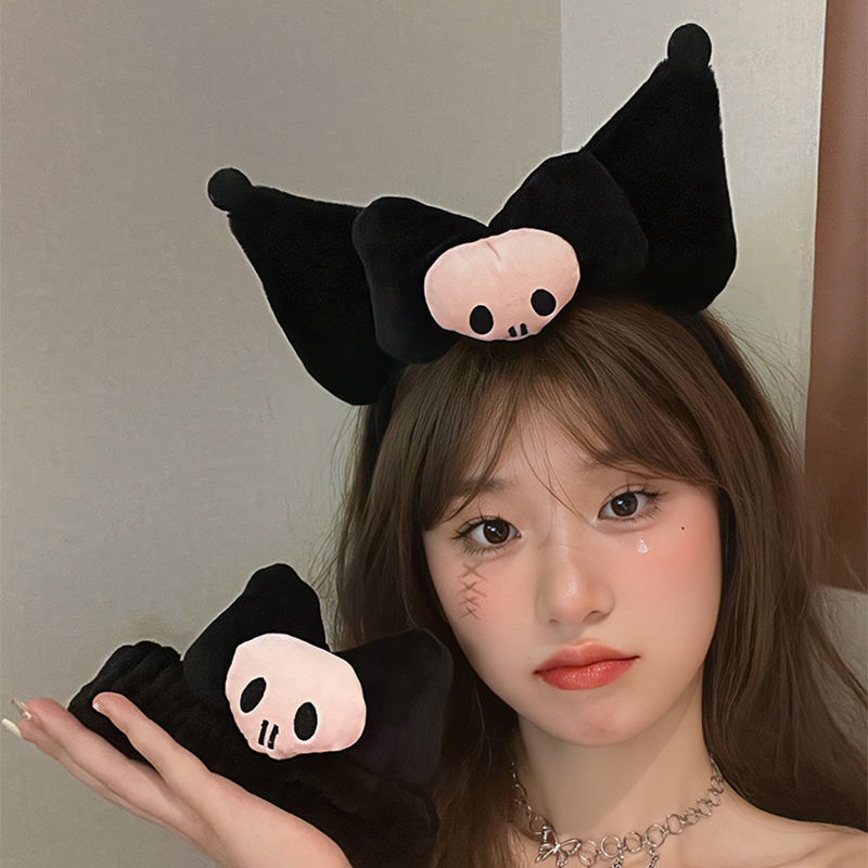 Halloween headband Kuromi hairpin plush skull hair accessory face wash headband headband internet celebrity headband female headband