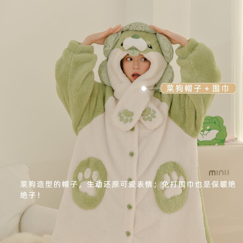 Vegetable elves, vegetables, dogs, fear pajamas, women's pajama pants, plush suit, winter new super cute and cute warm home clothes