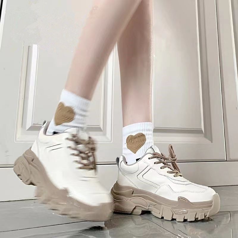 Woodpecker street campus style dad shoes for women 2022 autumn thick sole heightening niche breathable casual sports shoes