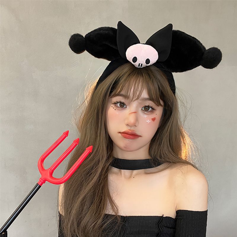 Halloween headband Kuromi hairpin plush skull hair accessory face wash headband headband internet celebrity headband female headband