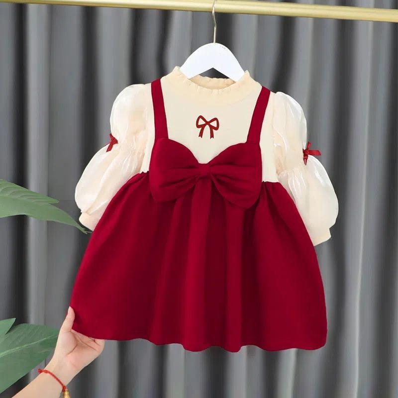 女童冬裝連衣裙洋氣兒童公主裙春秋款童裝嬰兒禮服女寶寶裙子加絨
