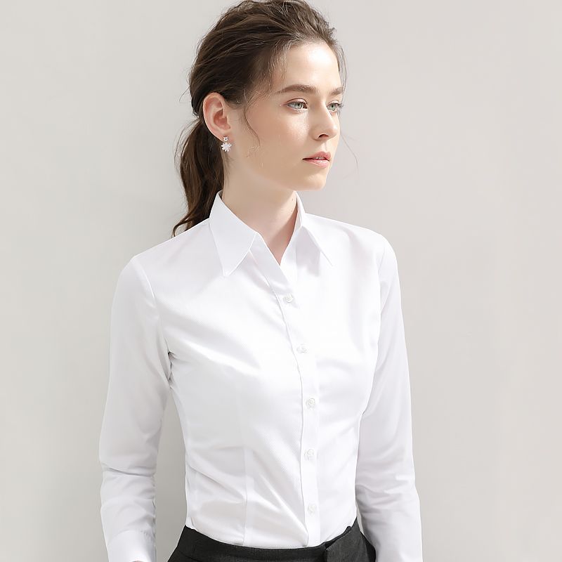 夏季新款白衬衫女士长袖职业正装春秋工作服气质修身短袖衬衣