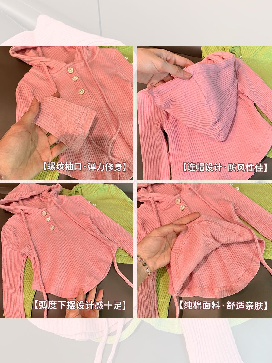 女童长袖针织T恤韩版炸街儿童女宝宝衣服秋装2022新款女童秋装