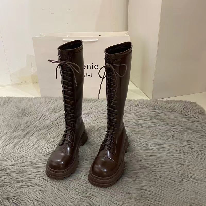 Thick-soled white long boots women's shoes 2022 new spring, autumn and winter small brown summer long tube knight boots
