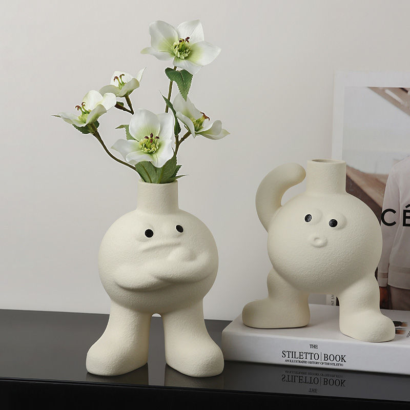 贝汉美创意高颜值新款花瓶家用客厅玄关装饰摆件趣味陶瓷花瓶摆设