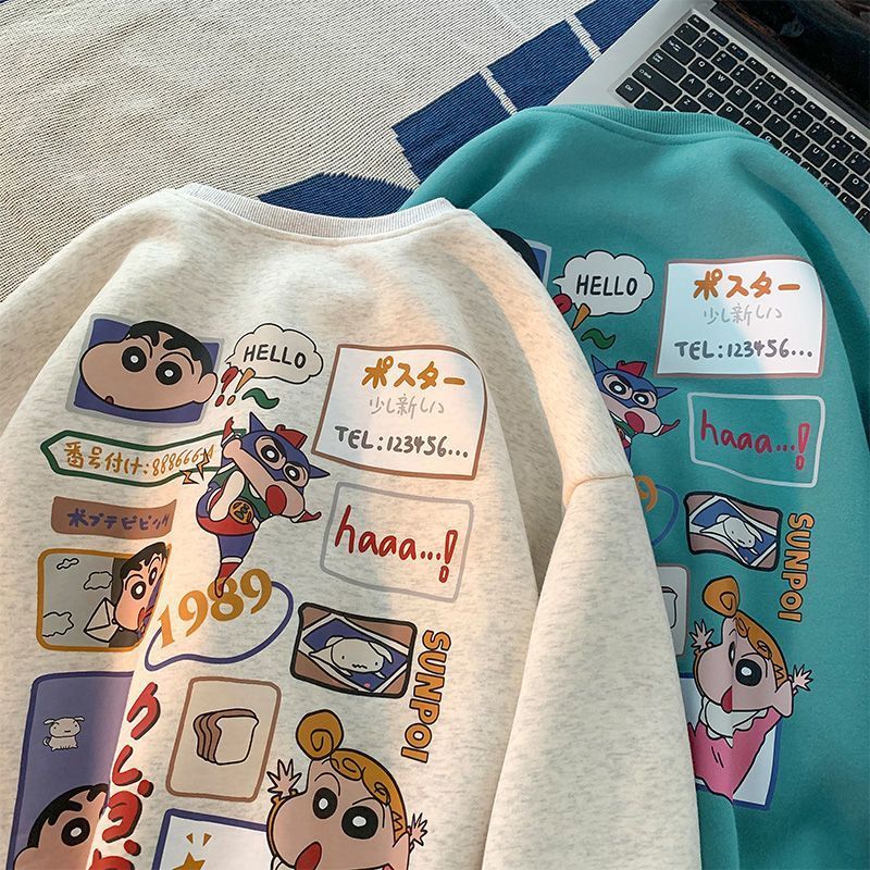 100% pure cotton anime cartoon sweatshirt men's autumn and winter design niche jacket student loose versatile hooded top