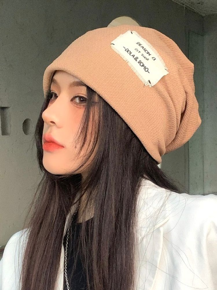 Internet celebrity trendy street personality women's hat patch cloth pile hat female Japanese all-match thin section knitted baotou cap cold hat male