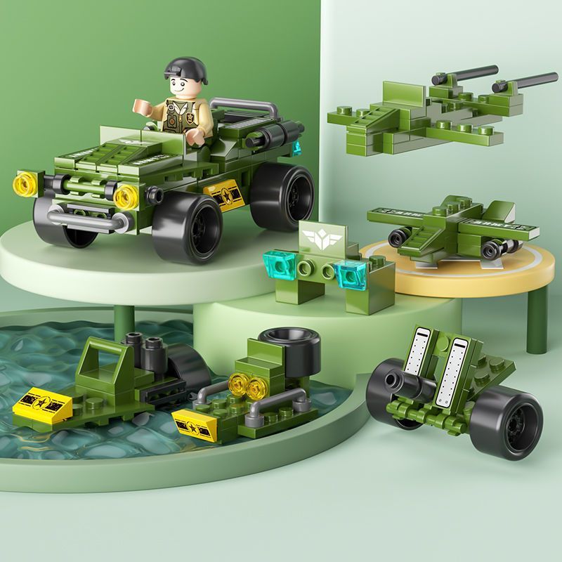 中国积木儿童拼装玩具益智力拼插小颗粒拼接汽车男孩警察模型拼图