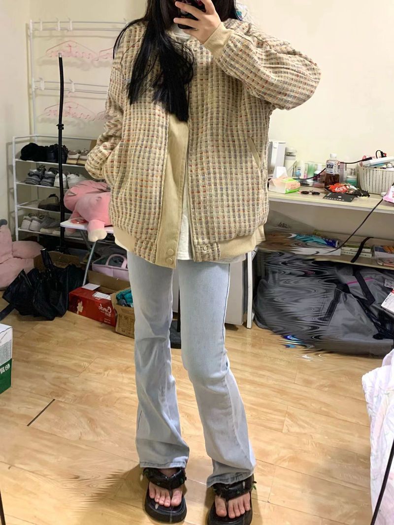 Art student double-sided wear vintage jacket female jacket spring and autumn ins tide Harajuku Hong Kong style oversize baseball uniform