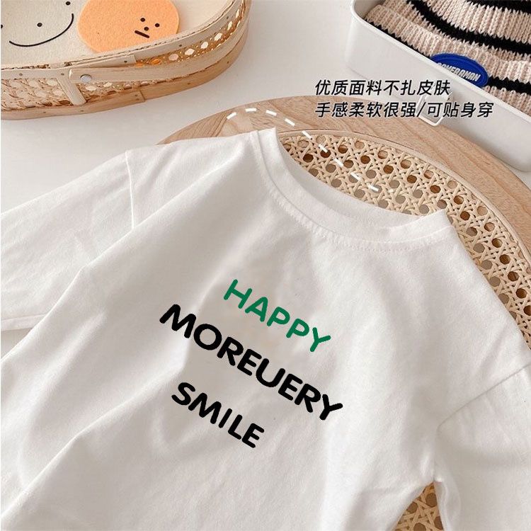 Giant soft and waxy~ Boys pure cotton thin section solid color long-sleeved T-shirt 2022 autumn new baby cartoon top bottoming shirt
