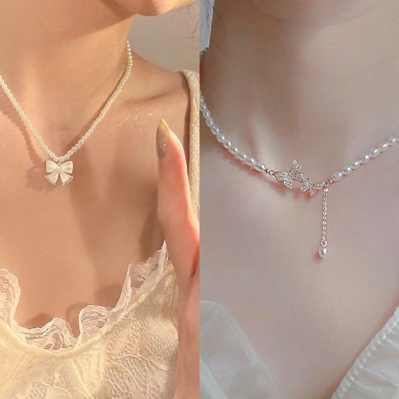 Pearl Necklace Women's Light Luxury Niche Design Advanced  Popular Love Gentle Fairy Clavicle Chain