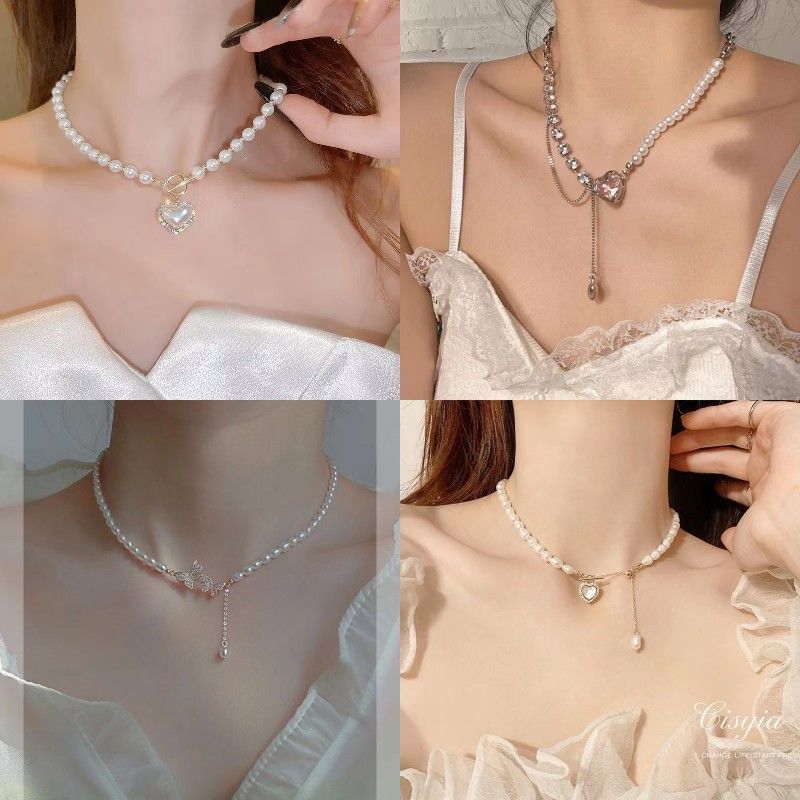 Pearl Necklace Women's Light Luxury Niche Design Advanced 2023 Popular Love Gentle Fairy Clavicle Chain