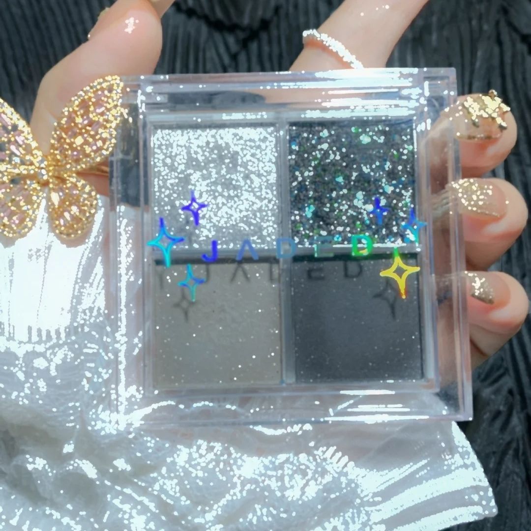新品眼影盤四色煙熏黑玫瑰大地色珠光爆閃亮片新款便攜純欲風小盤