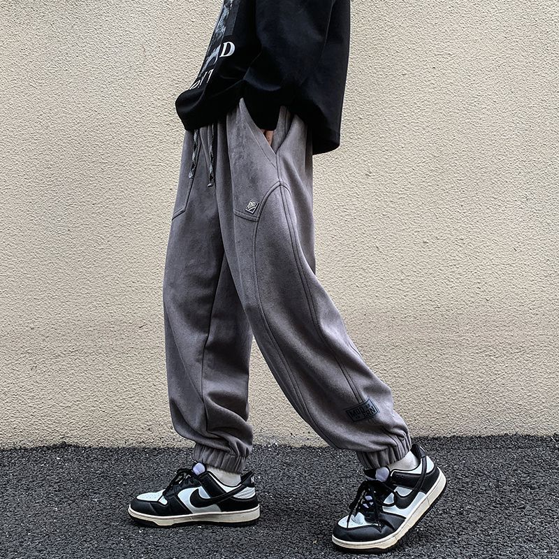 Suede casual pants men's 2022 new autumn fashion brand sports pants heavy loose harem pants men's models