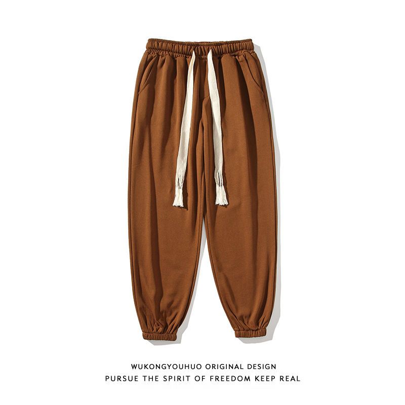 Retro American style sweatpants men's sports pants loose large size brown pants men's casual all-match summer trousers men