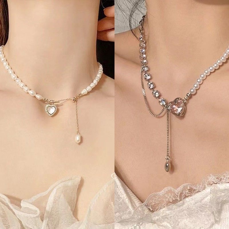 Pearl Necklace Women's Light Luxury Niche Design Advanced  Popular Love Gentle Fairy Clavicle Chain