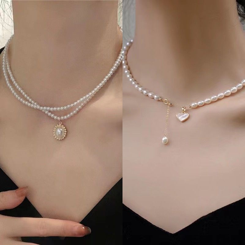 Pearl Necklace Women's Light Luxury Niche Design Advanced  Popular Love Gentle Fairy Clavicle Chain