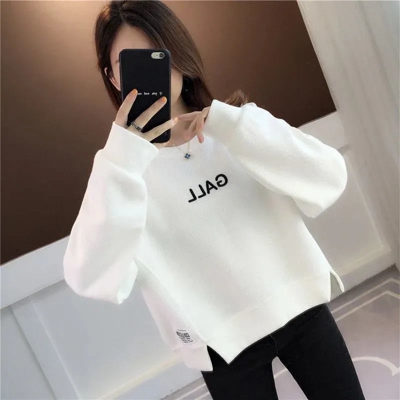 Waffle sweater women's spring and autumn Korean version loose thin section ins super hot small short section top coat tide