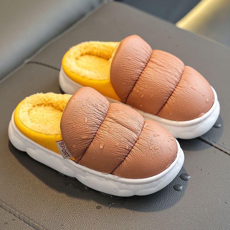 Children's cotton slippers male baby home indoor and outdoor warm waterproof non-slip winter thick-soled children's outer wear slippers