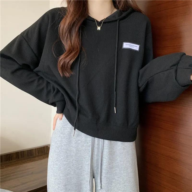 Hooded sweater women's new design sense niche short coat loose lazy style chic early autumn top
