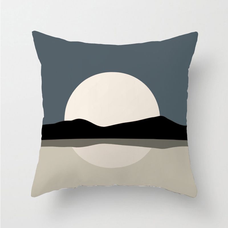 Nordic pillow, modern and minimalist double-sided pillowcase, living room sofa cushion, ins line geometric gray blue_voghion.com