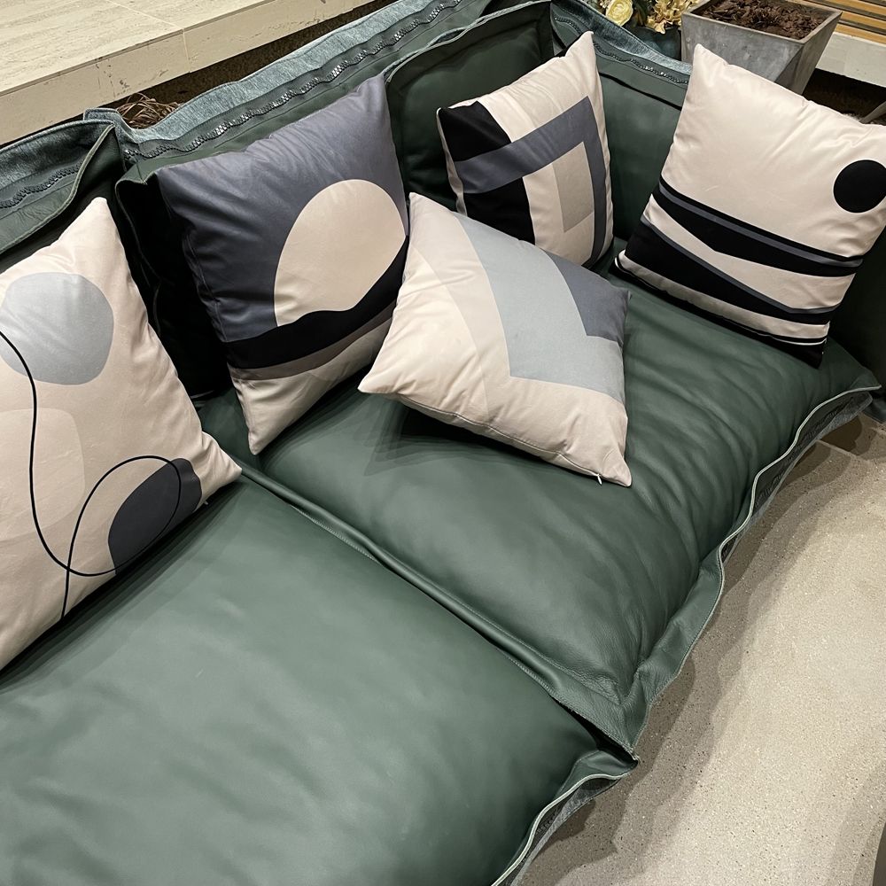 Nordic pillow, modern and minimalist double-sided pillowcase, living room sofa cushion, ins line geometric gray blue_voghion.com