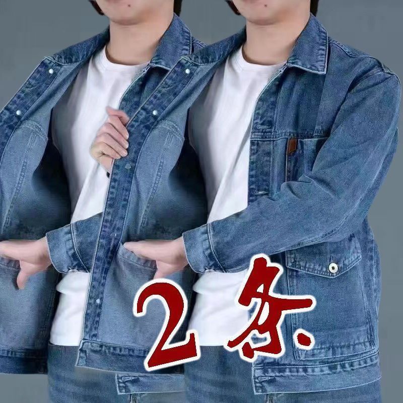 Spring and autumn denim jacket men's  new Japanese trendy brand high-end multi-pocket tooling loose large size men's jacket