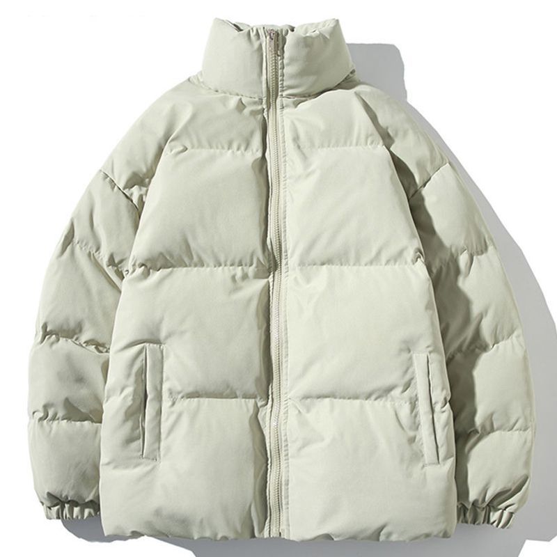 Classic men's and women's stand collar solid color men's winter new thickened warm cotton jacket students_voghion.com
