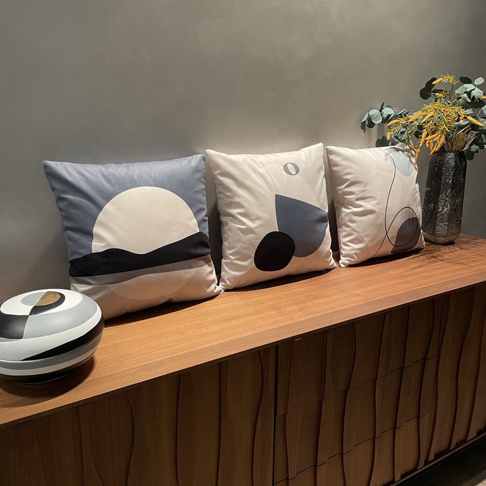 Nordic pillow, modern and minimalist double-sided pillowcase, living room sofa cushion, ins line geometric gray blue_voghion.com