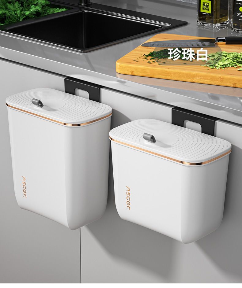 厨房垃圾桶家用壁挂式大号加厚宿舍卫生间厕所客厅轻奢带盖拉圾筒