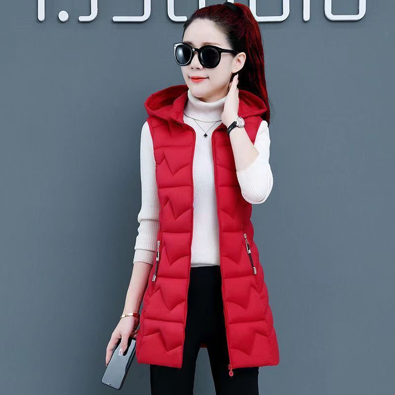  autumn and winter vest women's all-match outerwear mid-length down cotton vest slim fit high-end waistcoat waistcoat