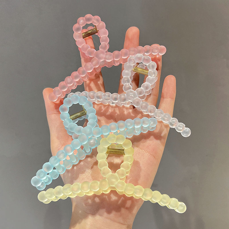 磨砂果凍顆粒大號抓夾女網紅洗澡鯊魚夾盤髮夾發抓後腦勺夾子頭飾