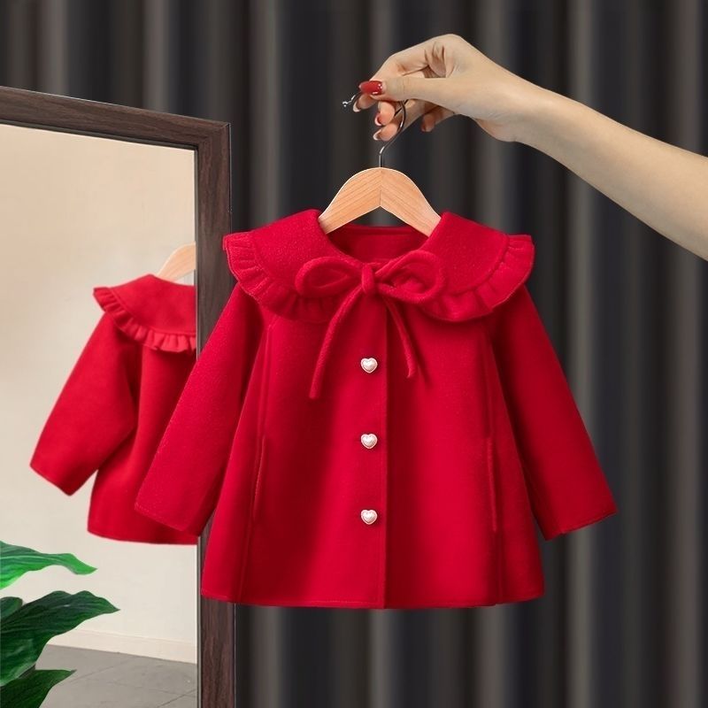 Girls autumn and winter woolen coat 2022 new children's fashionable woolen coat girl baby winter children's clothing