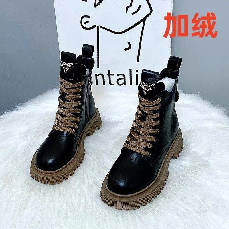 Genuine leather Martin boots women's  new hot style plus velvet British style thick bottom all-match ins women's Hyuna trendy shoes non-slip