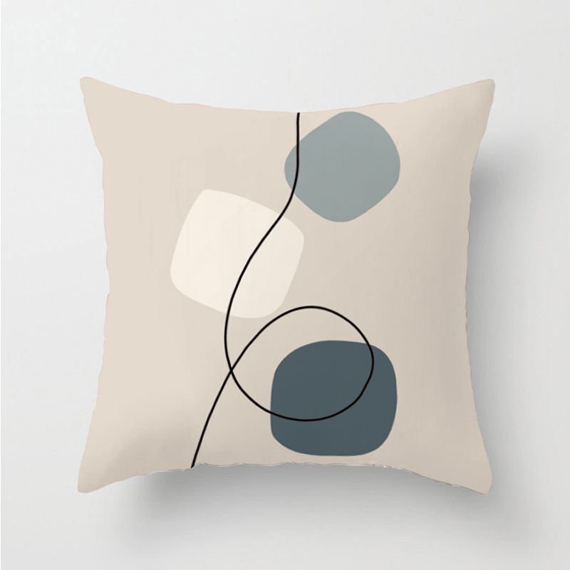 Nordic pillow, modern and minimalist double-sided pillowcase, living room sofa cushion, ins line geometric gray blue_voghion.com