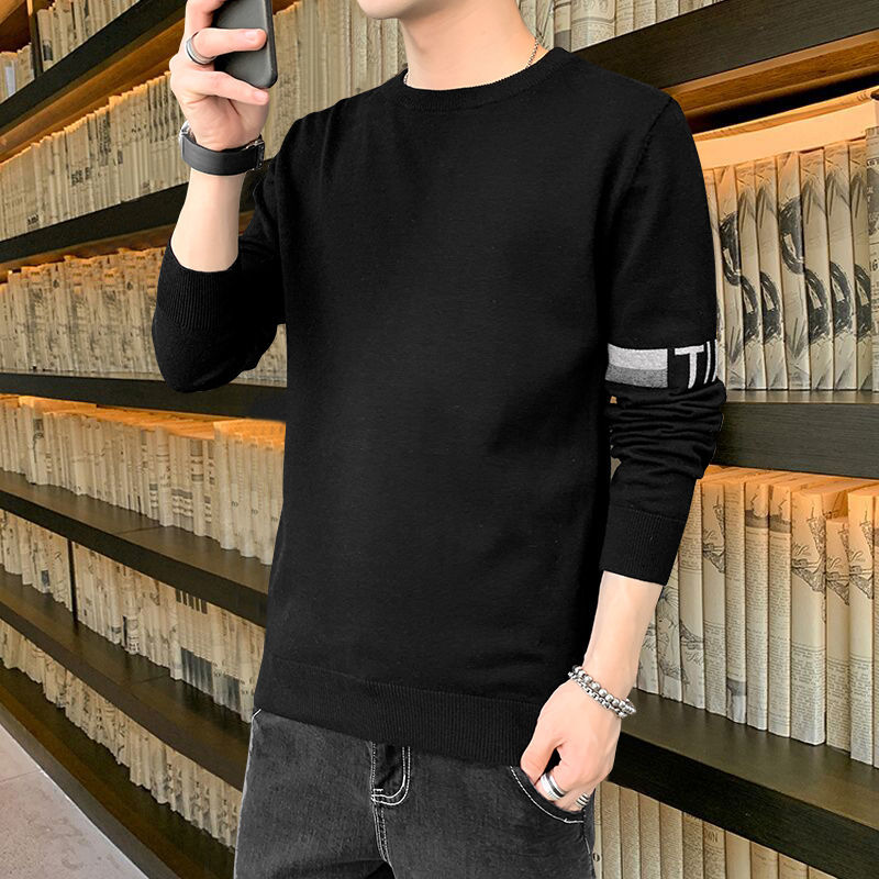 Men's sweaters, spring and autumn thin knitted sweaters, autumn tops, sweaters, autumn and winter velvet thickened inner bottoming shirts