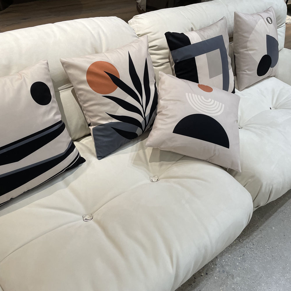 Nordic pillow, modern and minimalist double-sided pillowcase, living room sofa cushion, ins line geometric gray blue_voghion.com