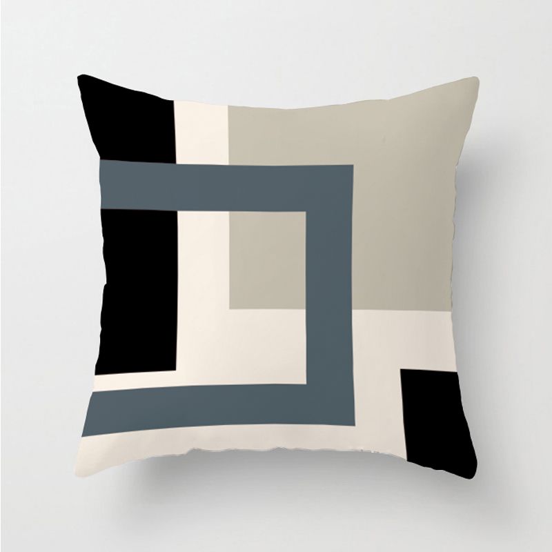 Nordic pillow, modern and minimalist double-sided pillowcase, living room sofa cushion, ins line geometric gray blue_voghion.com
