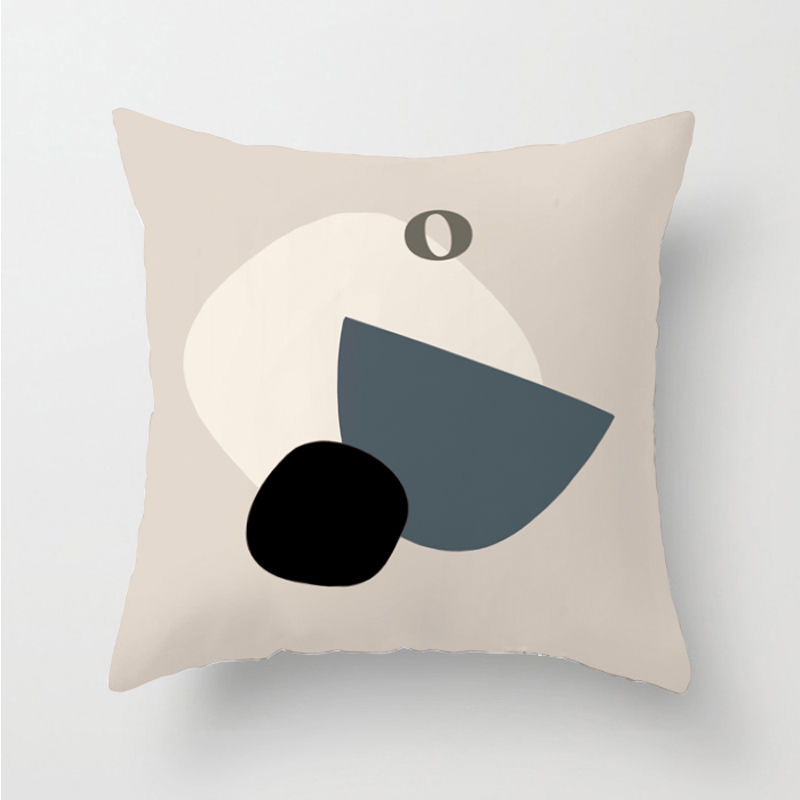 Nordic pillow, modern and minimalist double-sided pillowcase, living room sofa cushion, ins line geometric gray blue_voghion.com