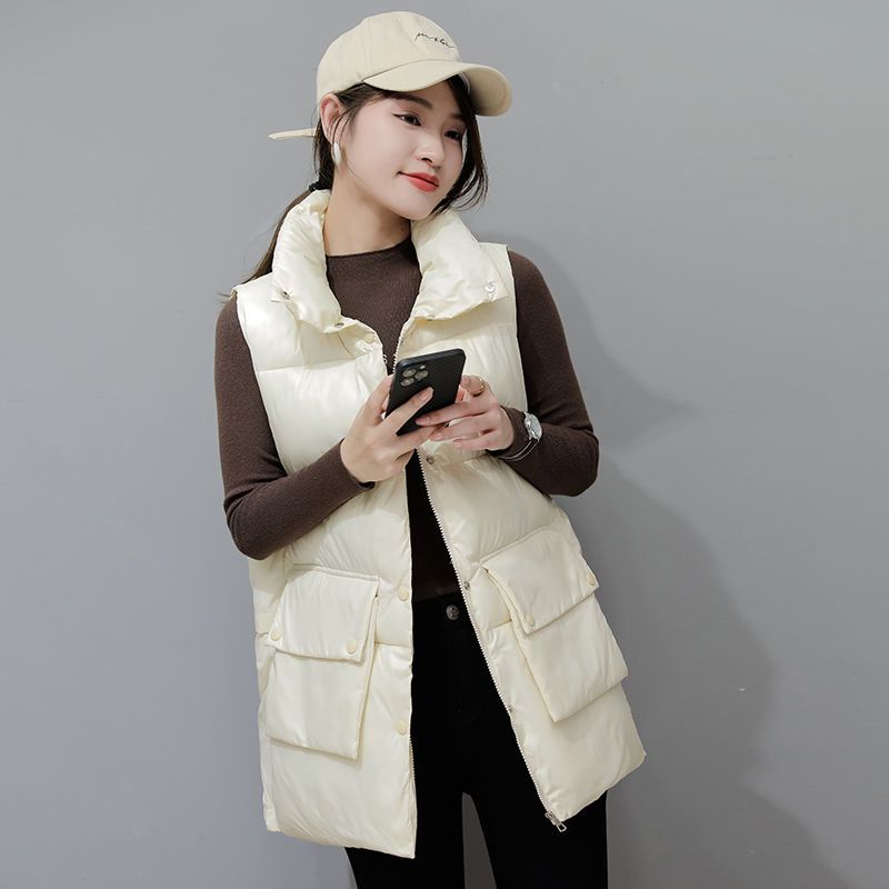 [80-230 catties] All-match down cotton vest women's autumn and winter new loose vest long section thickened vest jacket