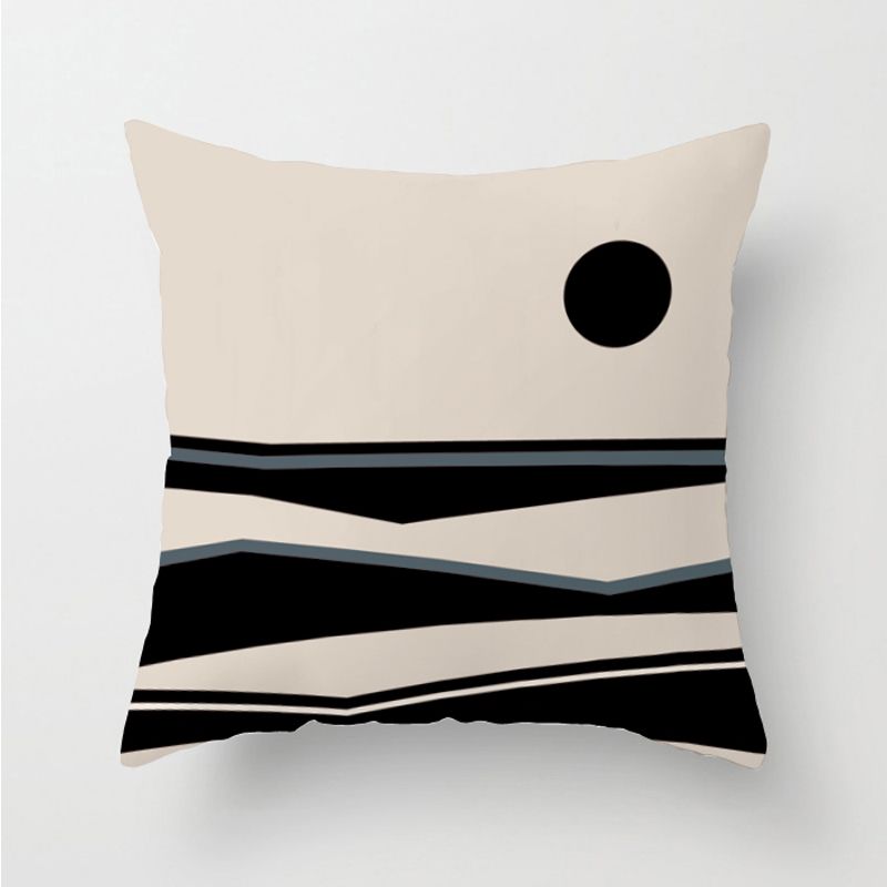 Nordic pillow, modern and minimalist double-sided pillowcase, living room sofa cushion, ins line geometric gray blue_voghion.com