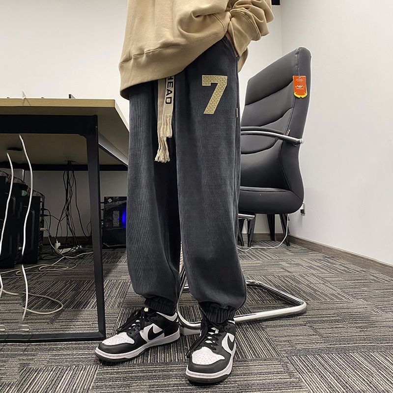 American trendy brand trousers men's spring straight loose large size men's trousers sports pants spring and autumn beamed trousers casual trousers