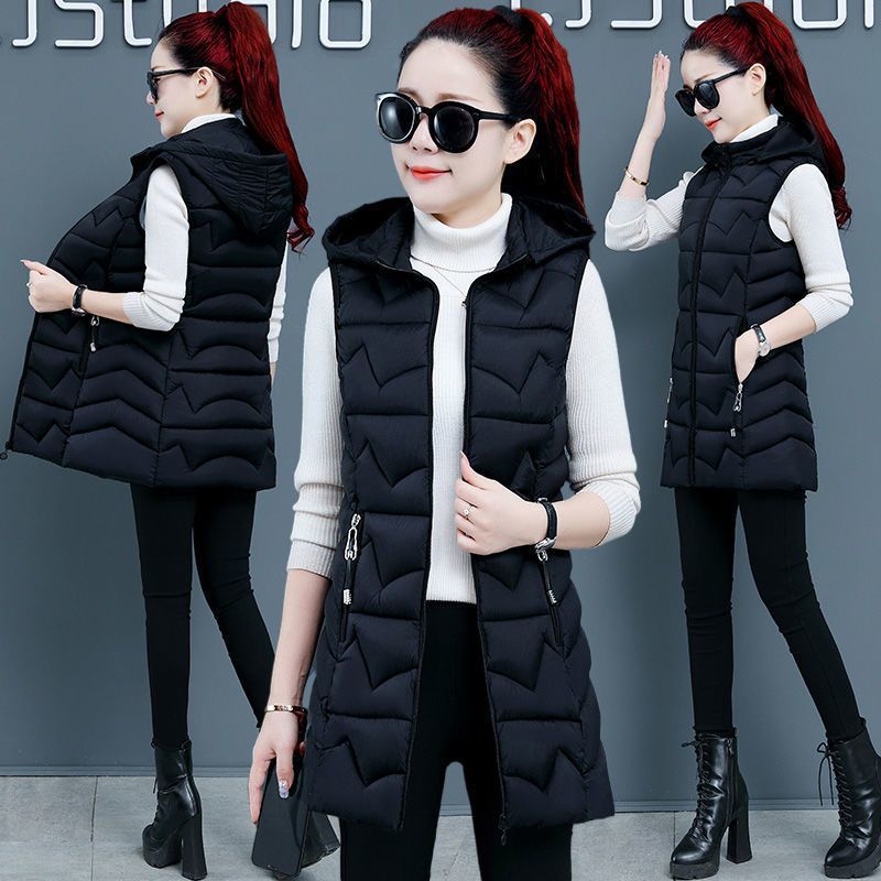  autumn and winter vest women's all-match outerwear mid-length down cotton vest slim fit high-end waistcoat waistcoat
