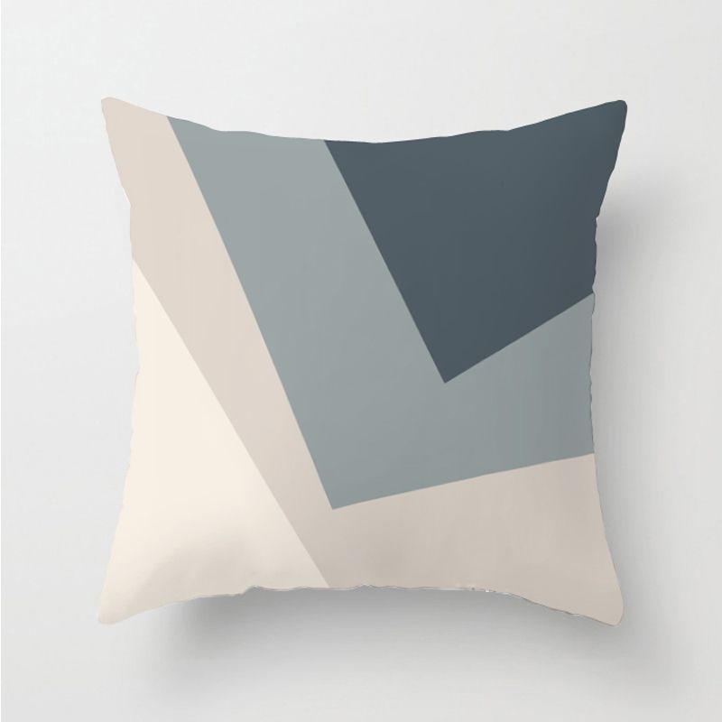 Nordic pillow, modern and minimalist double-sided pillowcase, living room sofa cushion, ins line geometric gray blue_voghion.com